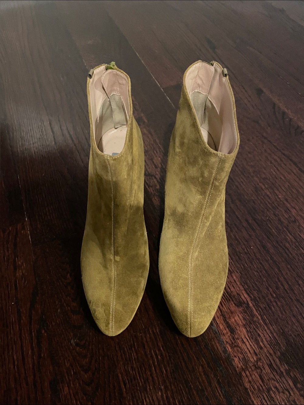 SJP by Sarah Jessica Parker Olive Suede Pointed Ankle Booties